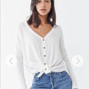 Oversized button-front thermal top